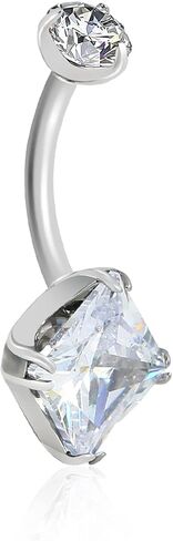 ZYTAIJEW ASTM F136 10mm Belly Bars G23 Titanium 14G Round/Triangle/Rhombus/Heart CZ/Ball Belly Navel Rings Cubic Zirconia Belly Button Ring in Kuwait