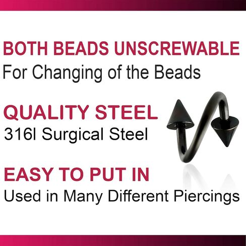 14G 14 Gauge 1.6mm surgical steel eyebrow lip bars ear tragus Twist rings spiral Barbells Piercing in Saudi Arabia
