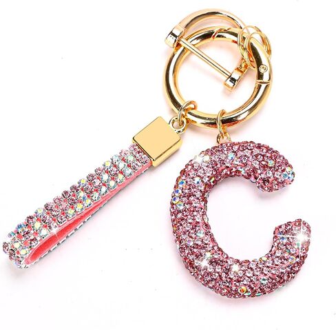 Initial Car Keychains for Women Girls,Bling Cute A-Z Key Chains for Handbags,Personalized Gift in Saudi Arabia