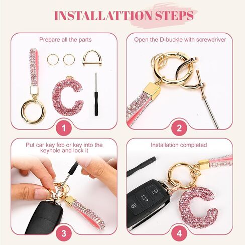 Initial Car Keychains for Women Girls,Bling Cute A-Z Key Chains for Handbags,Personalized Gift in Saudi Arabia