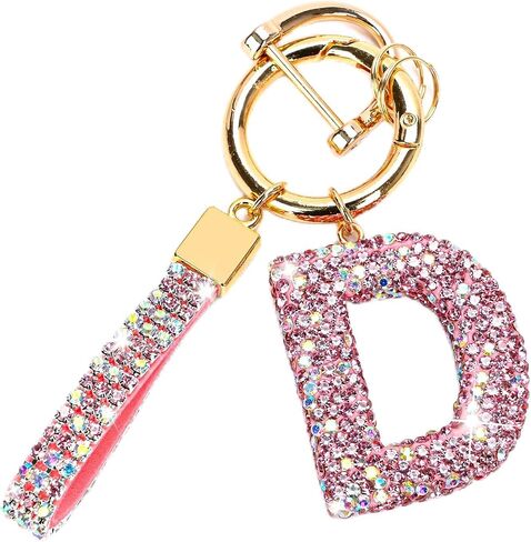 Initial Car Keychains for Women Girls,Bling Cute A-Z Key Chains for Handbags,Personalized Gift in Saudi Arabia