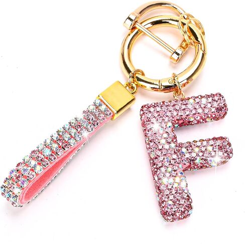 Initial Car Keychains for Women Girls,Bling Cute A-Z Key Chains for Handbags,Personalized Gift in Saudi Arabia