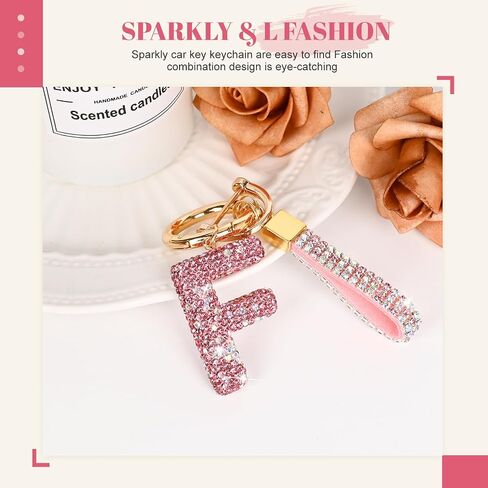 Initial Car Keychains for Women Girls,Bling Cute A-Z Key Chains for Handbags,Personalized Gift in Saudi Arabia