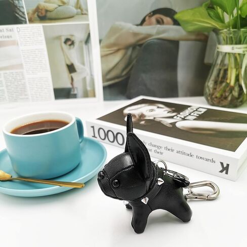 SWHJ Cute Puppy Car Keychain,Leather Handmade Bull Dog Key Chain Accessories,Best Fashion Gifts For Women-Kids-Friend. in Saudi Arabia