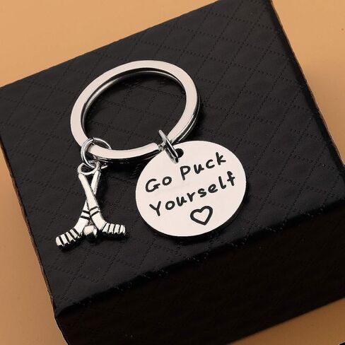 Zuo Bao Field Hockey Keychain Go Puck Yourself Hockey Sticks Charm Hockey Player Gift Hockey Fans Keyring in Saudi Arabia
