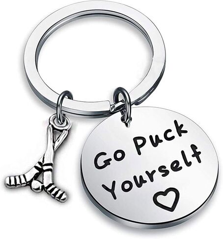 Zuo Bao Field Hockey Keychain Go Puck Yourself Hockey Sticks Charm Hockey Player Gift Hockey Fans Keyring in Saudi Arabia