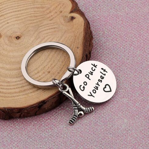 Zuo Bao Field Hockey Keychain Go Puck Yourself Hockey Sticks Charm Hockey Player Gift Hockey Fans Keyring in Saudi Arabia