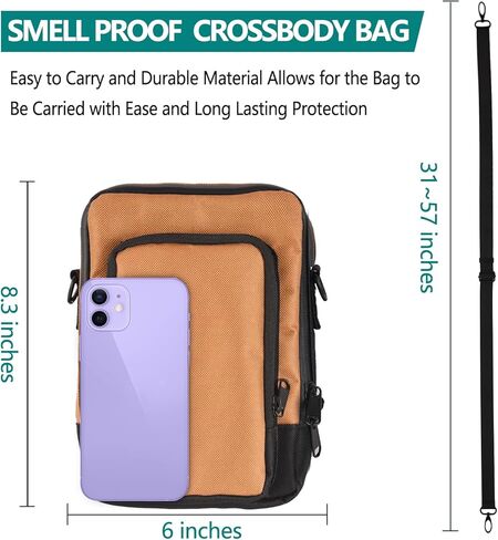 حقيبة كروس صغيرة متينة للاستخدام في الهواء الطلق مقاس 8 × 6 بوصات مع سحاب مقاوم للماء وحزام قابل للتعديل، هدايا رائعة in Kuwait