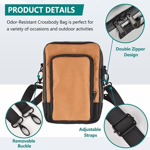 حقيبة كروس صغيرة متينة للاستخدام في الهواء الطلق مقاس 8 × 6 بوصات مع سحاب مقاوم للماء وحزام قابل للتعديل، هدايا رائعة in Kuwait