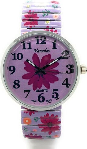 Varsales Ladies Novelty Floral Flower Elegant Stretch Elastic Band Analog Quartz Fashion Watch in Saudi Arabia