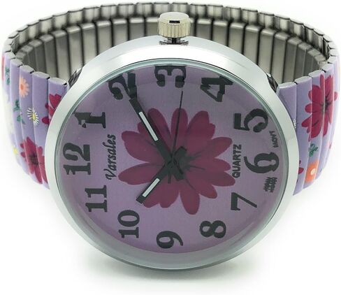 Varsales Ladies Novelty Floral Flower Elegant Stretch Elastic Band Analog Quartz Fashion Watch in Saudi Arabia