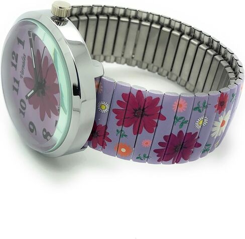 Varsales Ladies Novelty Floral Flower Elegant Stretch Elastic Band Analog Quartz Fashion Watch in Saudi Arabia