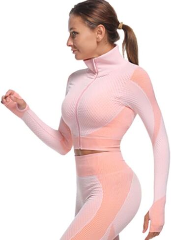 OHYOGA Women's Sports Jacket Slim Fit Running Jacket Long Sleeve Crop Top for Sports Yoga Running WJ026 in Saudi Arabia