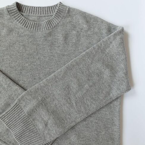 ستايت فيوجو سويتر صوف كشمير برقبة دائرية ضيقة بلوفر كبير الحجم للنساء بخياطة حرارية in Kuwait