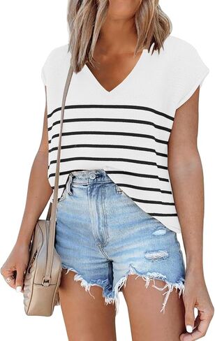 SAUKOLE Women's Sleeveless Sweater Vest Casual V Neck Cap Sleeve Knit Pullover Tank Tops 2026 Spring Clothes in Saudi Arabia