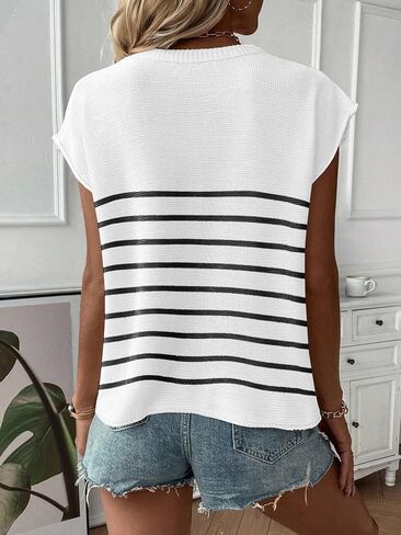 SAUKOLE Women's Sleeveless Sweater Vest Casual V Neck Cap Sleeve Knit Pullover Tank Tops 2026 Spring Clothes in Saudi Arabia