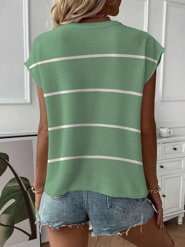 SAUKOLE Women's Sleeveless Sweater Vest Casual V Neck Cap Sleeve Knit Pullover Tank Tops 2026 Spring Clothes in Saudi Arabia