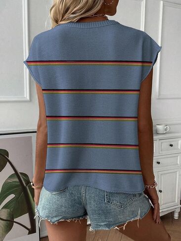 SAUKOLE Women's Sleeveless Sweater Vest Casual V Neck Cap Sleeve Knit Pullover Tank Tops 2026 Spring Clothes in Saudi Arabia