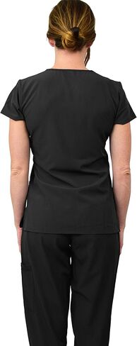 Green Town Scrubs for Women Scrub Set - Jogger Pant and V-Neck Top, 6 Pockets, Easy Care Uniforms-Black-X-Small Tall in Saudi Arabia