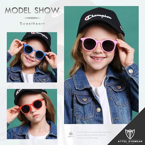 نظارات شمسية للأطفال مستقطبة مستديرة غير قابلة للكسر من ATTCL TR90 للأولاد والبنات من سن 3 إلى 10 سنوات in Kuwait