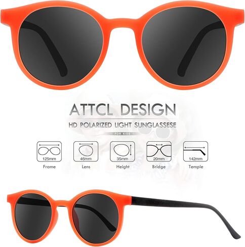 نظارات شمسية للأطفال مستقطبة مستديرة غير قابلة للكسر من ATTCL TR90 للأولاد والبنات من سن 3 إلى 10 سنوات in Kuwait