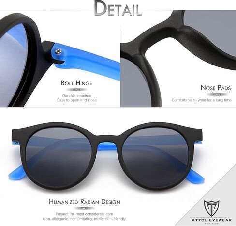 نظارات شمسية للأطفال مستقطبة مستديرة غير قابلة للكسر من ATTCL TR90 للأولاد والبنات من سن 3 إلى 10 سنوات in Kuwait