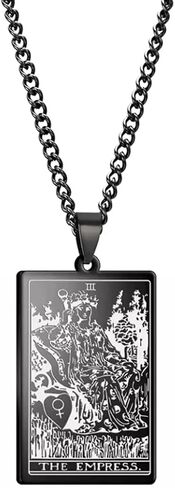 Tarot Card Necklace - Tarot Necklace for Women & Men - Tarot Card Jewelry - Stainless Steel Rider Waite Tarot Necklace - Zodiac Pendant - Hip Hop Jewelry - Bikers Necklace - Tarot Jewelry Pendant Necklace in Kuwait