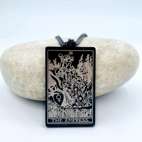 Tarot Card Necklace - Tarot Necklace for Women & Men - Tarot Card Jewelry - Stainless Steel Rider Waite Tarot Necklace - Zodiac Pendant - Hip Hop Jewelry - Bikers Necklace - Tarot Jewelry Pendant Necklace in Kuwait