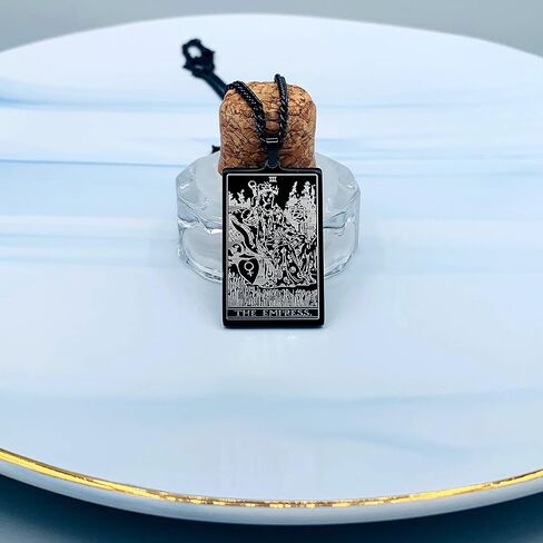 Tarot Card Necklace - Tarot Necklace for Women & Men - Tarot Card Jewelry - Stainless Steel Rider Waite Tarot Necklace - Zodiac Pendant - Hip Hop Jewelry - Bikers Necklace - Tarot Jewelry Pendant Necklace in Kuwait