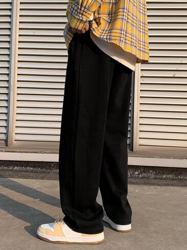 بنطال رياضي رجالي من Floerns بخصر مطاطي برباط وساق مستقيمة وفضفاضة مع جيوب in Kuwait