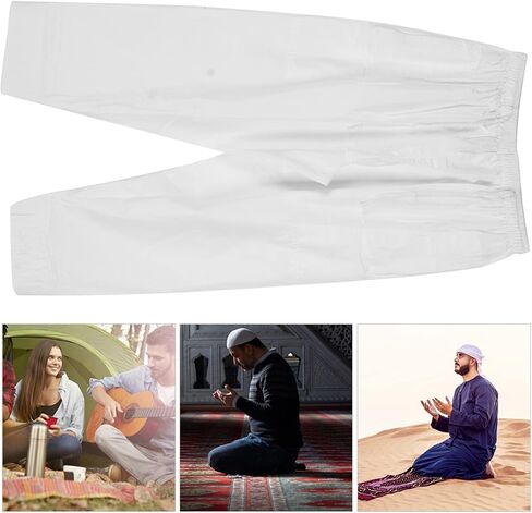 Men Muslim Pant Cotton Loosestyle Afghan Pants Men Muslim Arab Middle East Pants with Waist Elastic Band for Prayer in Saudi Arabia