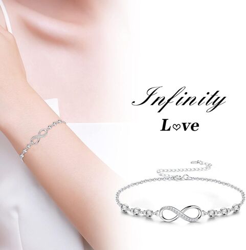 Sllaiss سوار إنفينيتي للنساء 925 من الفضة الإسترليني قابل للتعديل تشيكوسلوفاكيا لا نهاية لها الحب سحر سوار عيد الميلاد عيد ميلاد مجوهرات هدية لها in Kuwait