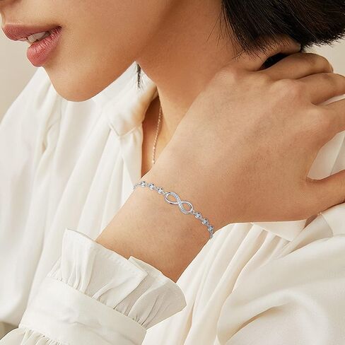 Sllaiss سوار إنفينيتي للنساء 925 من الفضة الإسترليني قابل للتعديل تشيكوسلوفاكيا لا نهاية لها الحب سحر سوار عيد الميلاد عيد ميلاد مجوهرات هدية لها in Kuwait