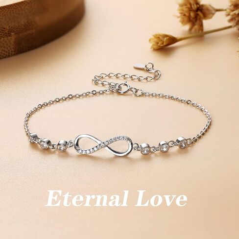 Sllaiss سوار إنفينيتي للنساء 925 من الفضة الإسترليني قابل للتعديل تشيكوسلوفاكيا لا نهاية لها الحب سحر سوار عيد الميلاد عيد ميلاد مجوهرات هدية لها in Kuwait