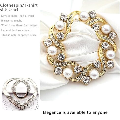 4PCS T-Shirt Clips Multifunctional Silk Scarf Buckle Wholesale Senior Sense Clothes Buckle Ring Pearl Rhinestones Decorative Accessories Corner Knotted Buckle, Stainless Steel, no gemstone in Kuwait