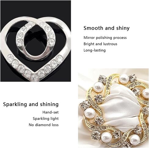 4PCS T-Shirt Clips Multifunctional Silk Scarf Buckle Wholesale Senior Sense Clothes Buckle Ring Pearl Rhinestones Decorative Accessories Corner Knotted Buckle, Stainless Steel, no gemstone in Kuwait