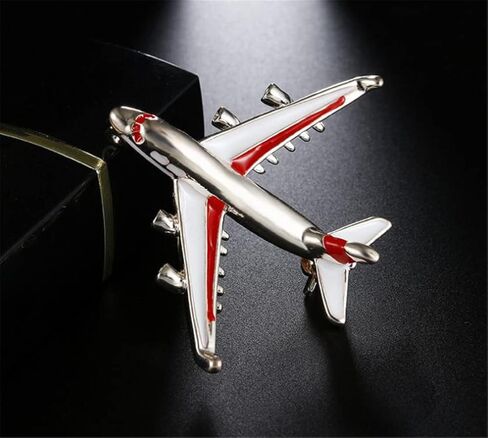 دبوس بروش بتصميم طائرة بلون احمر للنساء والرجال من اولريكار، بروش مصنوع من المعدن، بدون احجار كريمة in Kuwait