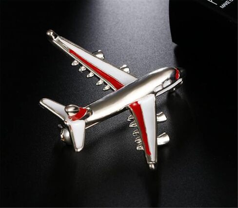 دبوس بروش بتصميم طائرة بلون احمر للنساء والرجال من اولريكار، بروش مصنوع من المعدن، بدون احجار كريمة in Kuwait