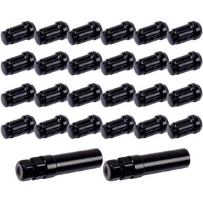cciyu Set of 24 Black Chrome 6 Spline Wheel Lug Nuts + 2 Keys for Toyota for 4runner/Avalon/Avanza/Camry/Celica/Corolla/for Highlander/for Land Cruiser 1997-2016 12X1.5 Drive Close End 1.37" Tall