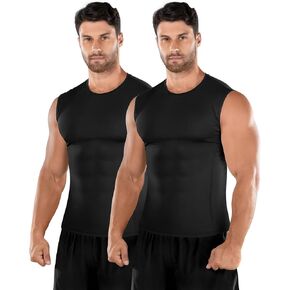 Niksa 2 Pack Men's Athletic Compression Shirts Sleeveless Tank Top Dry Fit Running Sports Workout Base Layer Undershirt