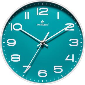 12 Inch Wall Clock Blue Wall Clock Modern Minimalist Wall Clock Silent Non-Ticking Quartz Clock Battery Operated Easy to Read Wall Clock for Bathroom Living Room Office Kitchen Bedroom