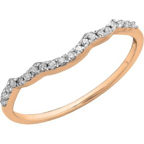 Dazzlingrock Collection Round White Diamond Contour Wedding Band for Women (0.12 ctw. Color I-J, Clarity I1-I3) in Gold