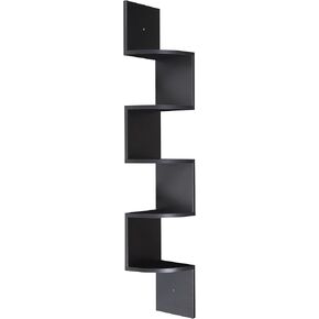 OneSpace 5 Tier Large Corner Wall Mount Shelf, Black