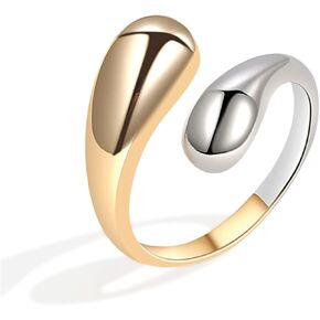 HUASAI Gold Chunky Ring for Women Men Open Adjustable Ring Teardrop Ring High Polish Statement Ring Sliver Spoon Rings Twist Band Rings Minimalist Hug Ring for Teen Girls Birthday Gifts…