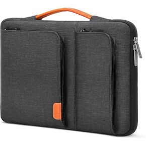 MOSISO 360 Protective Laptop Sleeve Compatible with MacBook Air/Pro, 13-13.3 inch Notebook, Compatible with MacBook Pro 14 M3 M2 M1 2023-2021, Side Open Bag with 2 Accessory Pockets&Handle&Belt, Black