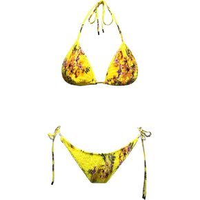 Bikini Set for Women Two Piece Swimsuits V Neck Low Rise Crisscross Back Self Tie Spaghetti Straps Jun 5