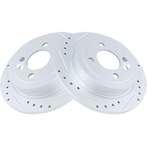 TRQ Rear Performance Brake Rotor Drilled Slotted Pair Set for 2002-2006 Mini Cooper