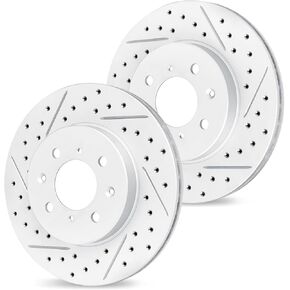 R1 Concepts Front Brake Rotor Kit |Brake Rotors| Brake Disc |Drilled and Slotted|fits 2012-2022 Hyundai Accent; Kia Rio