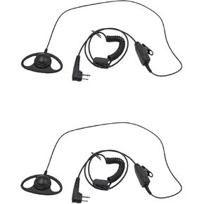 2 Pcs HKLN4599 HKLN4599B Replacement D-Shaped Walkie Talkie Earpiece Radio Headset with PTT Mic Replace 56517 56517F Headphone for CP100 CP185 CP200d CLS1110 CLS1410 RDM2070D RDU4160