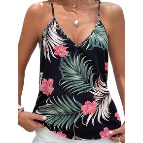 SweatyRocks Women's V Neck Floral Print Cami Tank Top Sleeveless Blouse Shirt in Kuwait